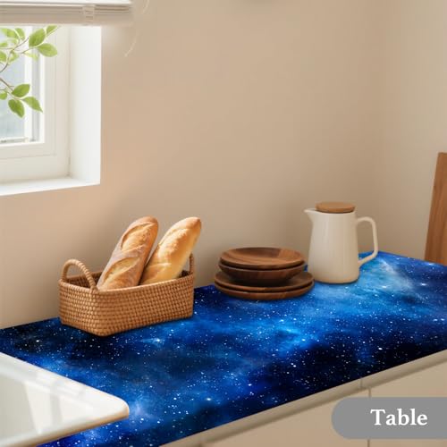 Image of Nuxovilar Dark Blue Galaxy Marble Wallpaper Peel Stick 15.75x118.11