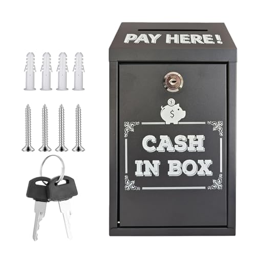 Coffre-Fort, Caisse À Monnaie, 14,5x7,5x26 Cm Boîte Aux Lettres Murale Avec Clé, Boîte À Suggestions En Métal Avec Fente Sur Le Dessus, Caisse En Fer Pour La...