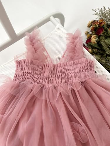 BGFKS Baby Girl Rainbow Floral Tutu Dress,Toddler Girls Birthday Party Princess Dresses with Floral Headband.4