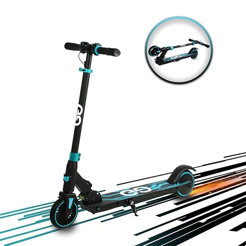 Gift Gadgets X2 Foldable Midnight Blue Electric Scooter for Ages 8-16 | 12.4 MPH, 150W Motor, Dual Braking System, Adjustable Height | Kids & Teenagers Electric Scooter, Lightweight Push Start Assist