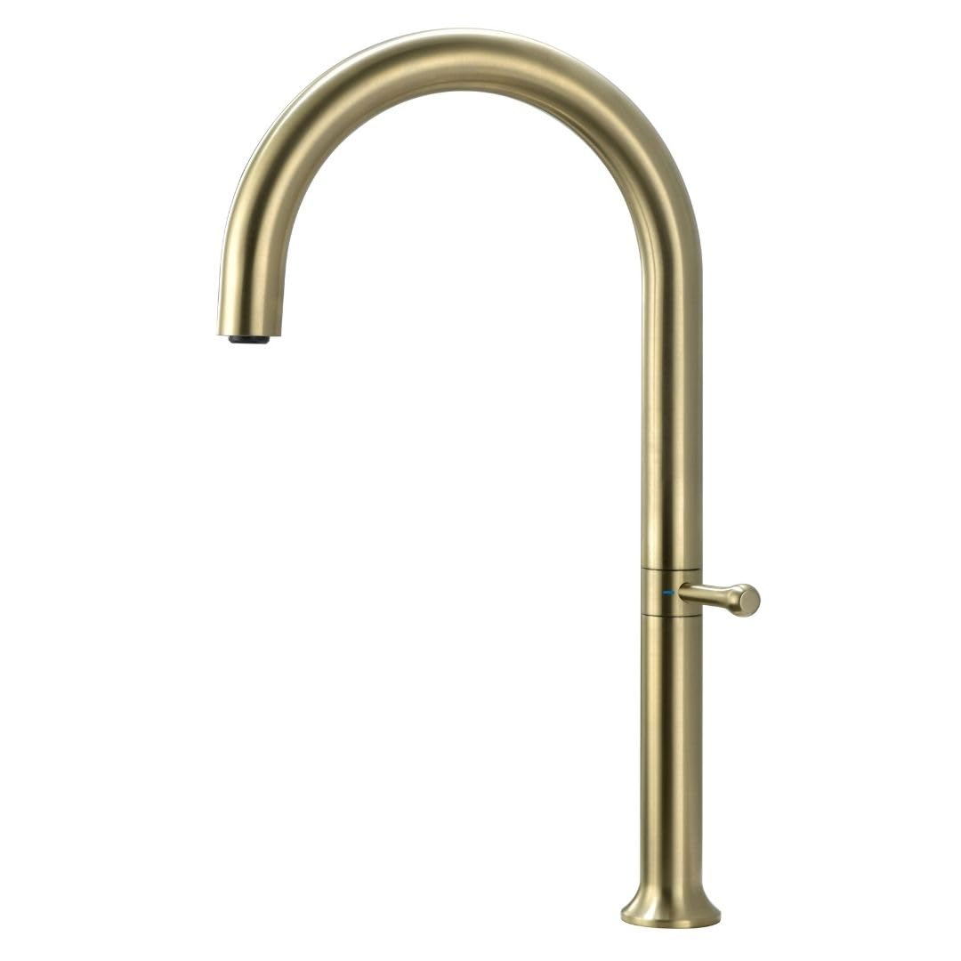 GranMaster GRAVIS - Rubinetto da cucina in acciaio inox spazzolato con beccuccio alto, girevole a 360°, miscelatore monocomando, design moderno, con kit di montaggio e tubi di collegamento inclusi