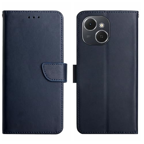 Housse Tecno Spark 40C cuir véritable, étui portefeuille bleu antichoc avec clapet