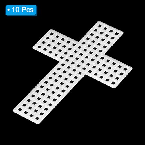 Image of PATIKIL Plastic Mesh Canvas Sheets,10Pcs 3.04 x 2.1inch Cross Needlework Blank Yarn Crafting for Embroidery DIY Bookmarks Cup Mats, White, Cross Shape