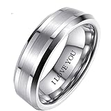 Made from ultra-durable Tungsten Carbide Classic style /Scratch Resistant 6mm width bevelled edge band with Brushed finished centre Engraved with '' I LOVE YOU '' Striking Gift box presentation