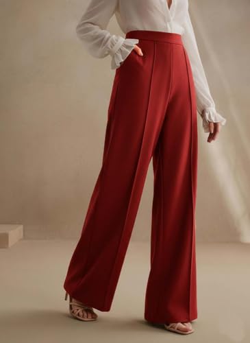 Image of KOTTY Women's Formal and Casual Pants - Straight Palazzo and Wide Leg Trousers for Women in Cotton Lycra and Stretchable Fabric