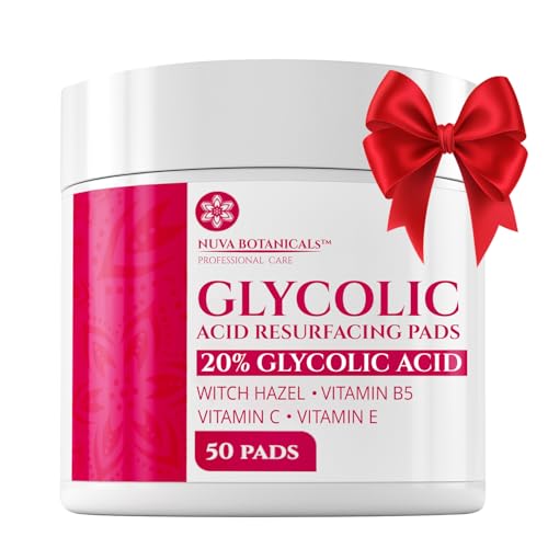 20% Glycolic Acid Pads (50 Pads) - Exfoliating Pads for Face Chemical Peel for Face at Home - Glycolic Acid Peel Exfoliating Face Pads - Acne Pads Facial Peel Face Exfoliating Pads with Vitamin C