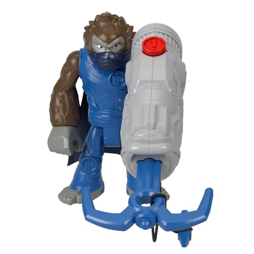 Fisher-Price Pieza de repuesto Imaginext Gorilla Fortress Playset - HML57 - GYX00 ~ Figura de mono posable de repuesto con máscara, gancho de agarre y lanzador ~ también funciona bien con otros juegos