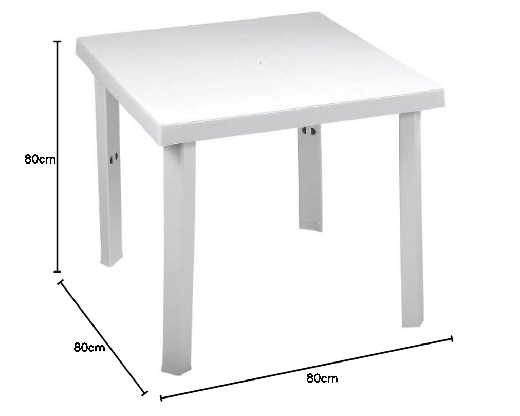 Resina:Tavolo Quadro Figaro Bianco cm. 80x80xh72