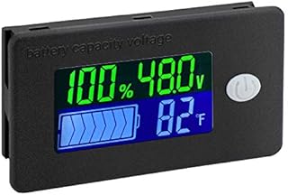 48v Battery Meter, DROK 10-100v Marine RV Battery Capacity Volt Monitor 12v 24v, Lithium Battery Voltage Fahrenheit Temp Indicator Gauge