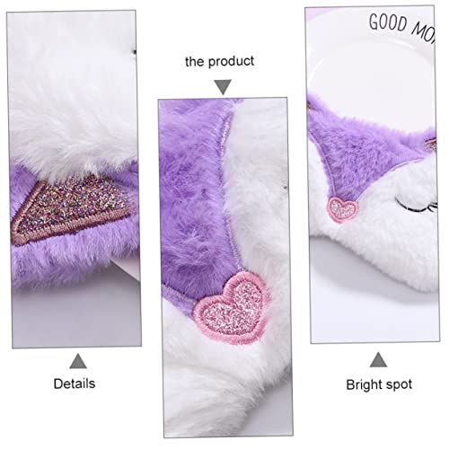 minkissy 3 Peças Máscara De Olho De Raposa Roxa Para Dormir Pelúcia Viagens Nuvens Brancas