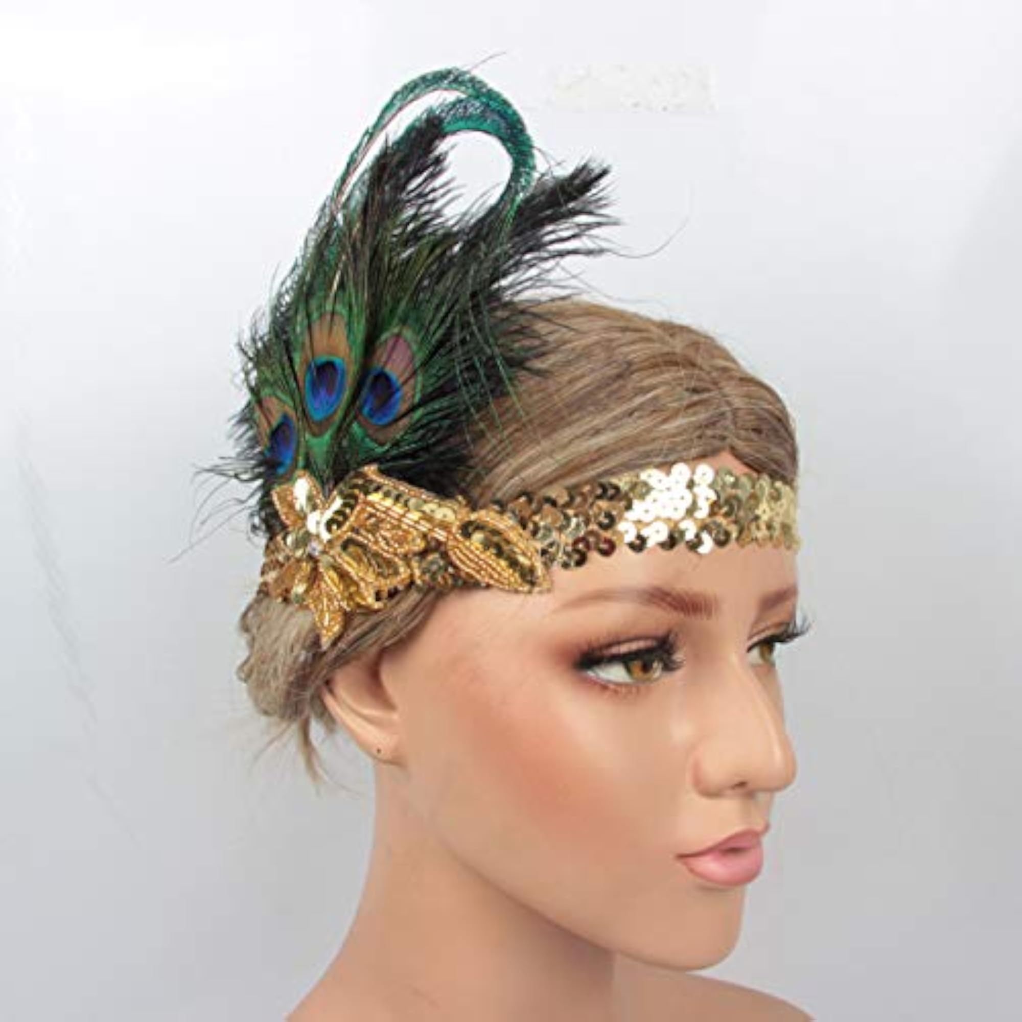 1920s Flapper Gatsby Costume Set with Pearl Necklace & Earrings