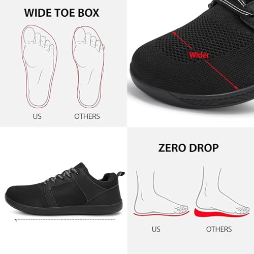 Mens Wide Toe Box Shoes Barefoot Walking Shoes Breathable Minimalist Zero Drop Grounded Footwear3