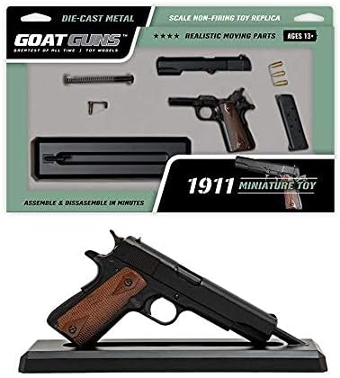 GoatGuns Miniature 1911 Historical Model Black | 1:2.5 Scale Diecast Metal Build Kit
