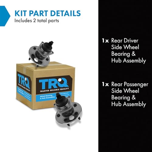 Image of TRQ 2 Piece Rear Wheel Bearing & Hub Assembly Set Compatible with 1991-1998 Buick Skylark 1992-1996 Chevrolet Beretta 1992-2005 Cavalier Corsica 1992-1998 Oldsmobile Achieva Pontiac Grand Am 1992-199