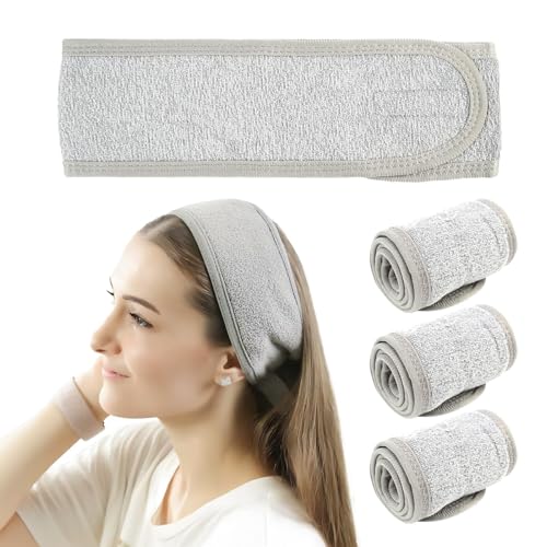 Pevlkawr Cinta De Microfibra para El Pelo para Mujer Diadema De Maquillaje Diadema Skincare 4 Paquetes con Suave para Lavado De Cara Y Ducha