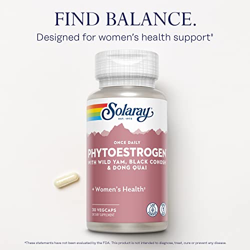 Image of SOLARAY Once Daily Phytoestrogen - Phyto Estrogen Supplement for Women with Black Cohosh, Dong Quai, Wild Yam, Soy Isoflavones - Women's Health Support - 60-Day Guarantee, 30 Servings, 30 VegCaps