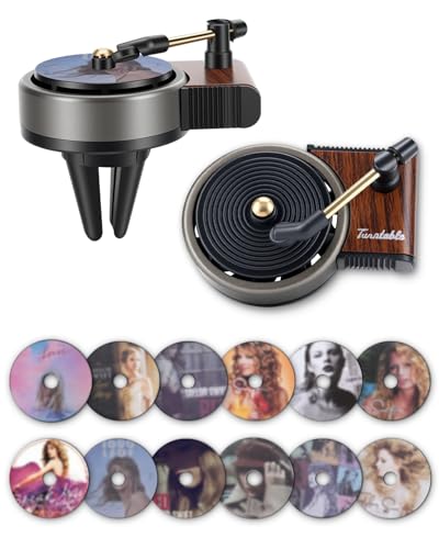TNNEEV Record Player Car Air Freshener Vent Clip 12PCS Vintage Album Style Refill Pads Taylor Air Freshener Car Decor Accessories Ocean Breeze Scent Air Fresheners for Car Music Lovers Gifts
