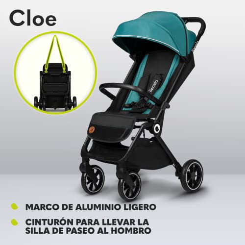 Cochecito plegable LIONELO Cloe de hasta 22 kg, respaldo ajustable, función de sueño, arnés de 5 puntos, ruedas, portavasos, ligero, compacto, impermeable, cochecito, silla de paseo ligera (verde) - Imagen 5