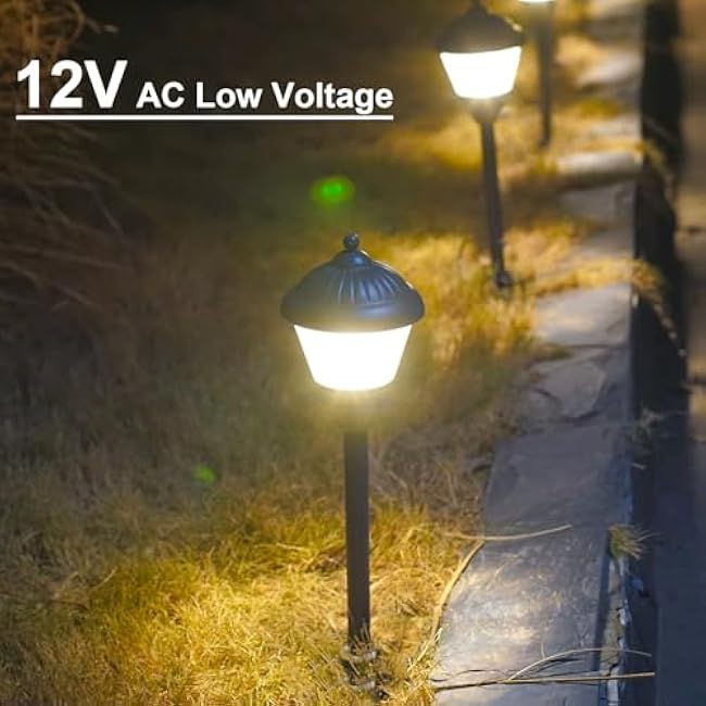 GOODSMANN Pathway Light 1.5W LED Outdoor Low Voltage Landscape Lighting 100 Lumen Hardwired Path Lights 3000K Warm White Metal Walkway Light with Cable Connectors