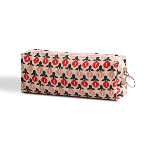 Image of Pencil Case Pen Case Office College School Storage Bag Pouch Holder Box Organizer Makeup Pouch Cosmetic Bag Aesthetic floral flower Cute Pencil Case for Girls Boys Kids (Little red flower)