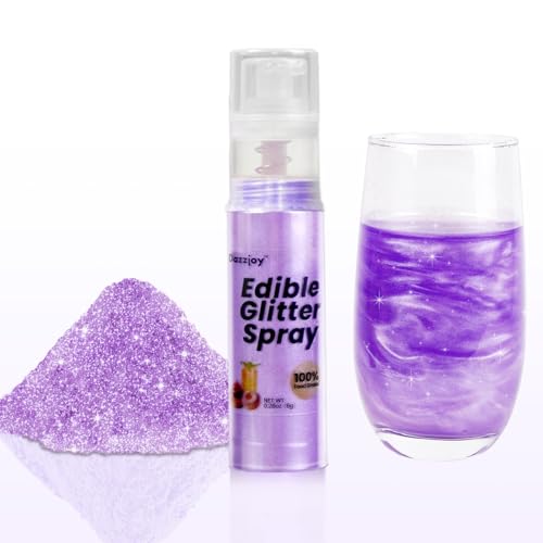 Shimmer Purple Edible Glitter Spray for Cake Decortaing, 8g Food Grade, Shimmer Luster Dust for Drinks, Cocktail, Cupcake, Desserts, Cookies, Birthday Party Holiday Supplies