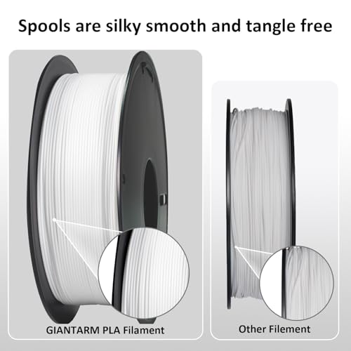 Image of GIANTARM 3D Printer Filament, 0.5kg White PLA Filament,1.75mm Dimension Accuracy + /- 0.03mm, 3D Printing Filament