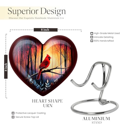 Image of Cardinal Bird Urn for Human Ashes Adult Male & Female 1 Large & 4 Small | Small Cremation Urns, Unique for Ash, Burial Urns