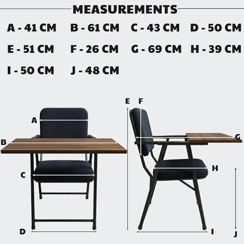 Image of MRC Multipurpose Folding Study Chair with Large Wood-Finish Writing Pad - Ergonomic Padded Seat,Space-Saving Design for Educational & Office Use (Black)