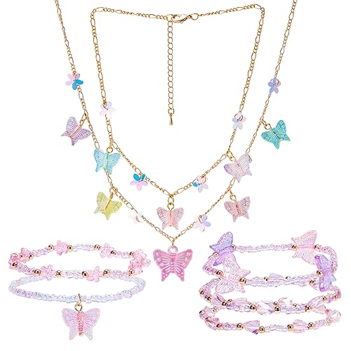 PinkSheep Toddler Jewelry Kids Necklace Choker and Bracelet 3 Pack 9pcs, Little Girls Jewelry In Box, Flower Girl Gift Kids Girls Accessories