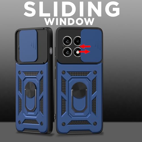 Image of Amazon Basics TPU Back Cover for OnePlus 13R 5G|360 Protection Case|Sliding Camera Sheild Cover & Ring Holder Stand Back Cover|D10 Tough Armor Bumper Case (Blue)