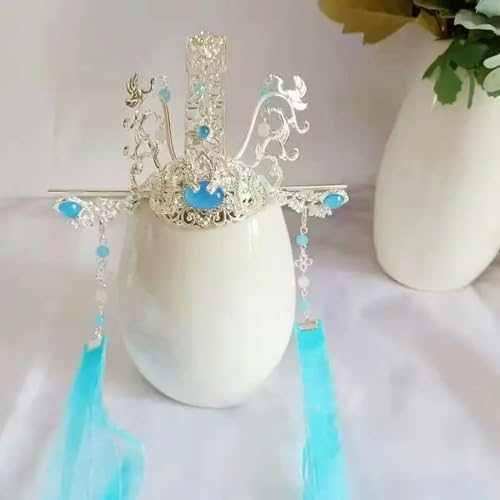 Couronne de cheveux double dragon en argent antique : finis les accessoires lourds qui glissent