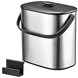 HEPHETER Compost Bin for Kitchen Countertop, Stainless Steel Food Waste Bucket, Indoor Compost Bin w