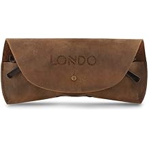 Londo Genuine Leather Eyeglasses & Sunglasses Case Premium Leather Protective Case with Button Closure, Stylish & Durable Storage for Glasses
