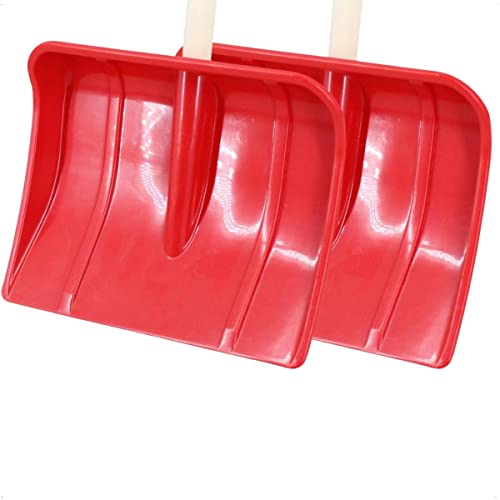 Rekord 2X Schneeschieber (Kunststoff 29x22 cm) für Kinder - mit Holz-Stiel...