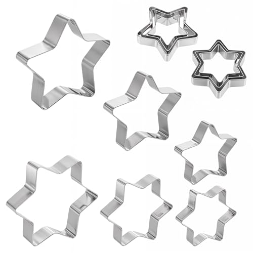 oruola 6 moldes de galletas con forma de estrella, de acero inoxidable, para Navidad, cumpleaños, fiestas, galletas, galletas, manualidades (3 tamaños)