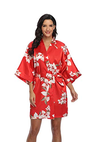 Image of Women's Pure Short Silky Robes Bridesmaid Bride Party Satin Robes Sleepwear