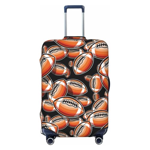 VOSERY Travel Luggage Cover - orange American football Rugby black Washable Suitcase Covers Protector Fits 18-32 Inch Luggage