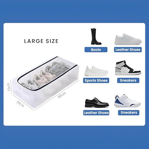 Image of Carrot - Shoe Storage Box, Shoe Organizer for Closet, Clear Plastic Stackable Shoe Boxes, Space Saving Foldable Sneaker Shoe Rack Containers Bin Holder (1), 60 x 30 x 15 Cm (PACK OF 2)
