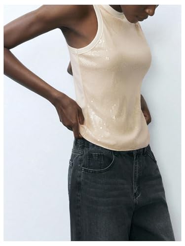 Milumia Women's Sequin Tank Top Round Neck Sleeveless Party Club Rave Tops2