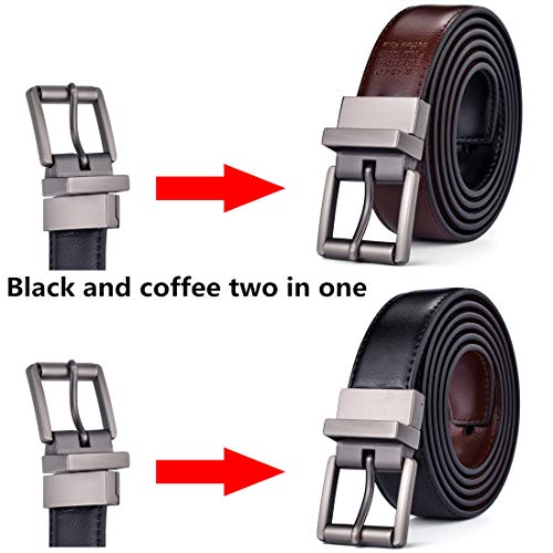 Image of Beltox Men's Belt Dress Casual Reversible Leather 1.1 inch w Roller Buckle Rotated