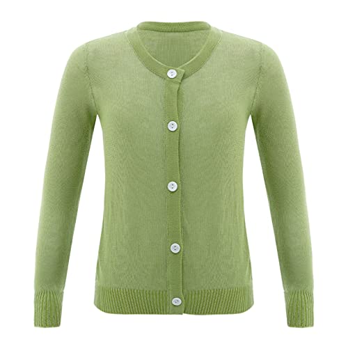 Kids Girls Solid Color Button Down Long Sleeve Cardigan Coat Autumn Casual Lightweight Outerwear Shrug Tops3