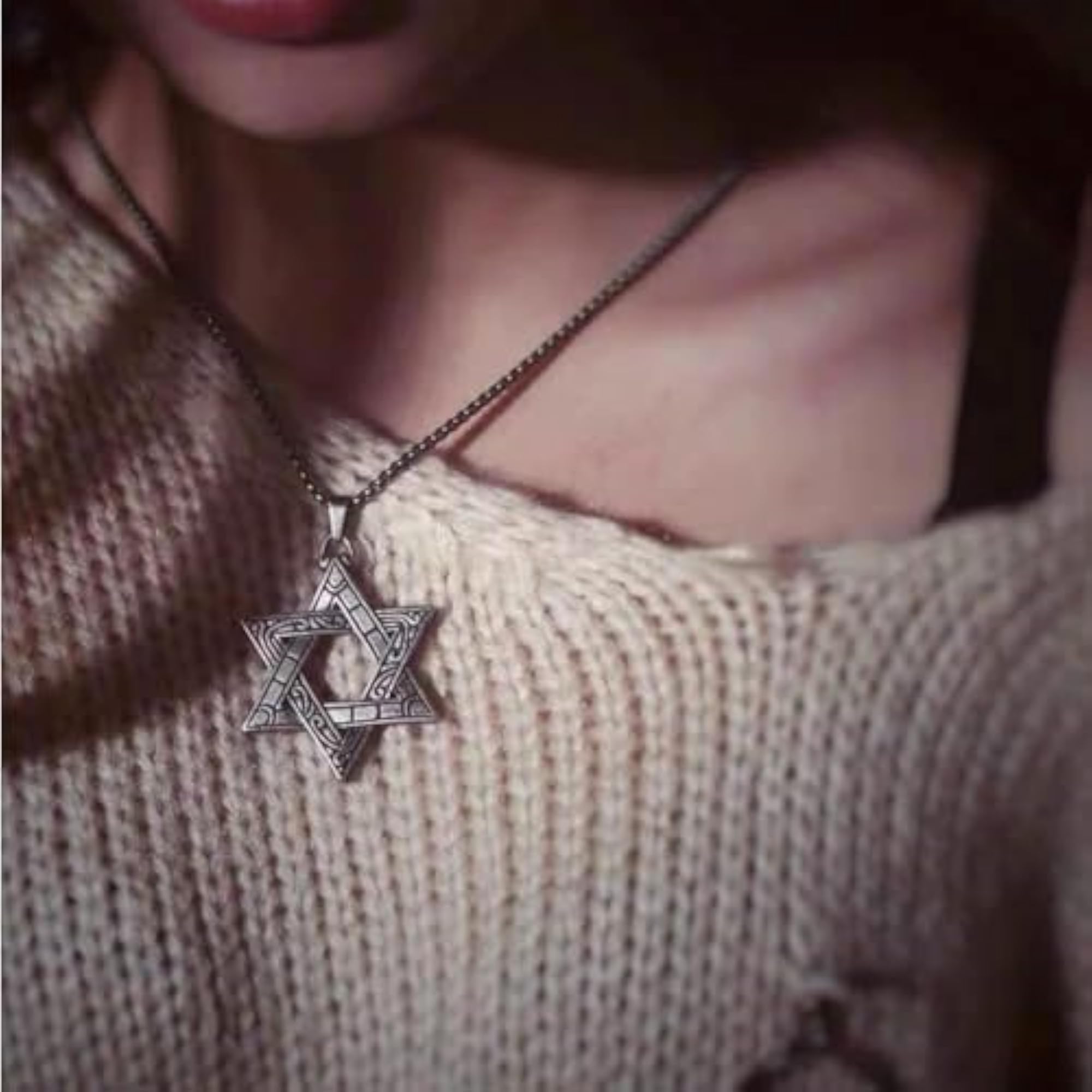 Star of David Vintage Pendant Necklace with Chain