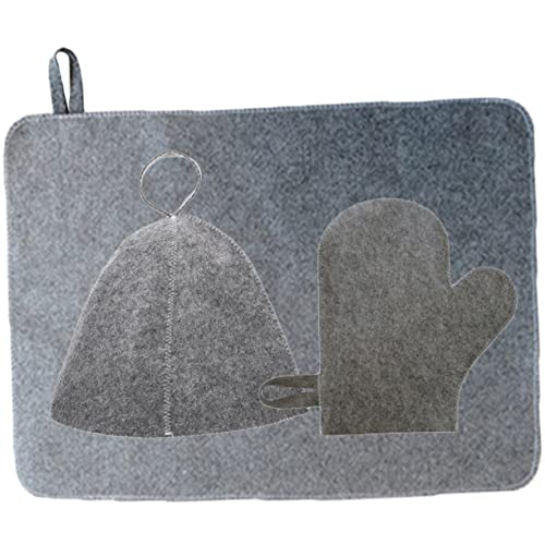 BESPORTBLE 1set Sauna Felt Cappello e Guanto Riutilizzabili Per Sauna Con Pad Accessori Per Benessere e Relax Per Bagni e Trattamenti Termali