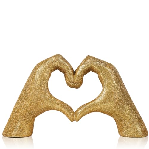 Heart Hand Statue, Gold Shelf Home Decor - Connected Hands