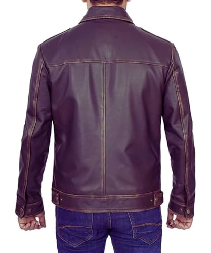 Hide & Seek Men’s Vintage Black Harrington – Streetwear Motorcycle Biker Style Shirt Collar Leather Jacket3