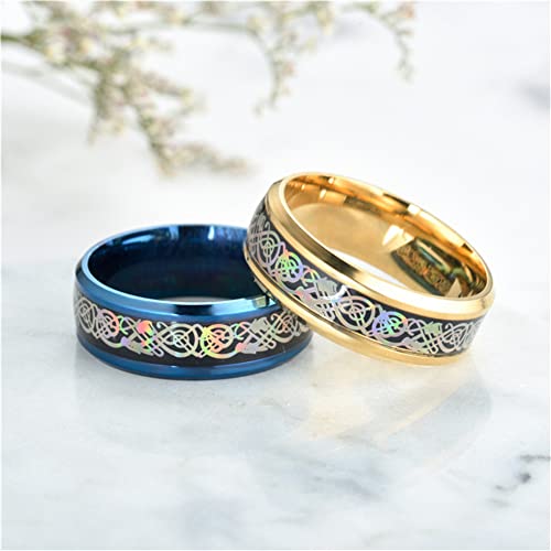 Image of HIJONES Unisex Carbide Fiber Celtic Dragon Spinner Ring Stainless Steel Wedding Spins Band
