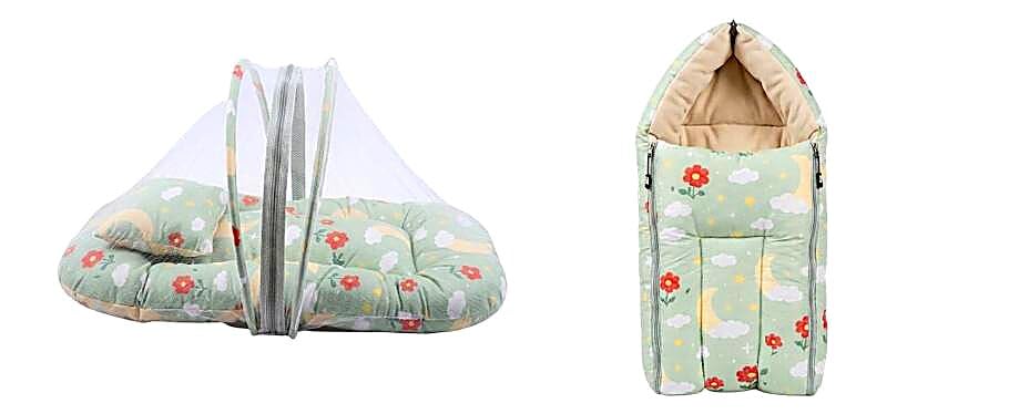 Finch Gold Baby Mosquito Net with Sleeping Bag Combo Set | Newborn Infant Bedding Accessories Kit | Soft Foldable Bed Net & Comfortable Sleep Bag for Baby Boys and Girls-image-22