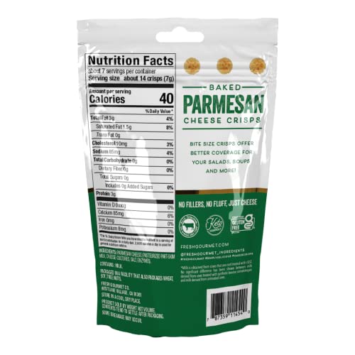 Image of Fresh Gourmet Parmesan Cheese Crisps | 1.76 Ounce | 100% Real Cheese | Keto Friendly | Great for Snacking and Salad Topper