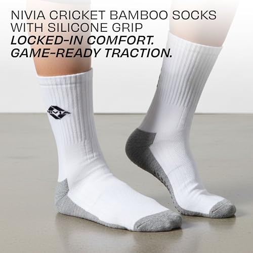 Image of Nivia Cricket Bamboo Socks for Men, Full Calf Length, Soft & Breathable Fabric, Moisture-Wicking & Odor-Resistant Design, Ideal for Long Practice Sessions, Matches & Daily Sports Use