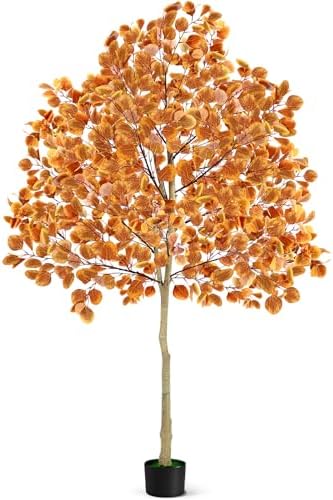 Artificial Maple Tree 6FT, Fall Tree Outdoor & Indoor, Faux Autumn Harvest Tree for Home Decor Front Porch Entrance Halloween Thanksgiving, Orange